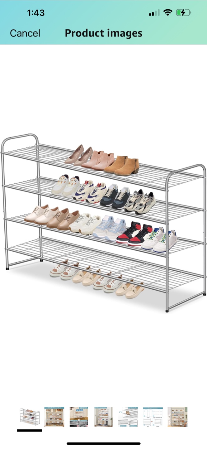New Grey Metal Shoe Rack Organizer