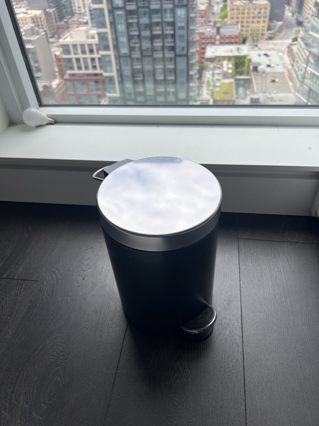 IKEA - Black Step Trash Can with Silver Lid