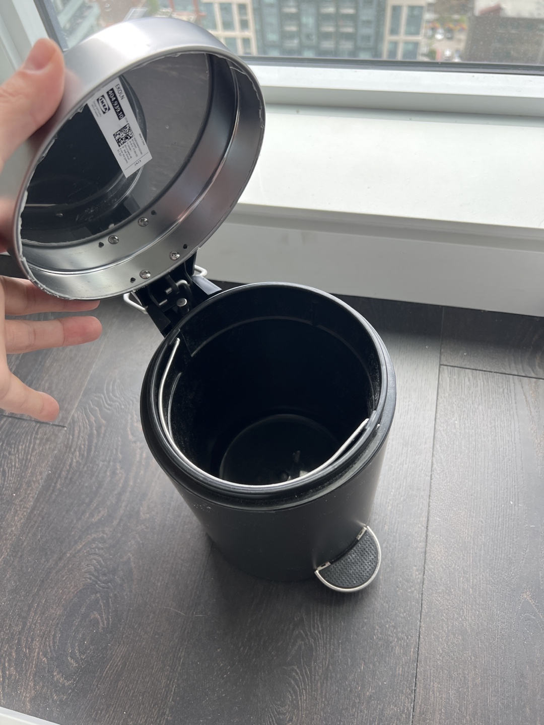 IKEA - Black Step Trash Can with Silver Lid - photo 2
