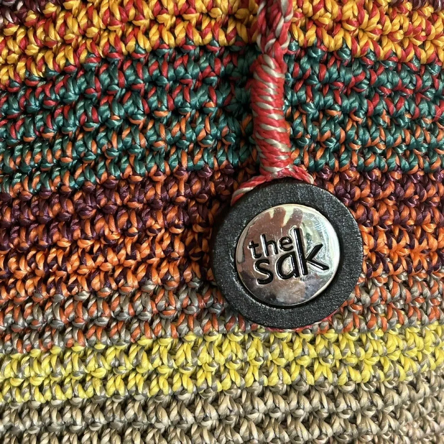 The Sak Cambria Large Rainbow Stripe Crochet Knit Shoulder Bag image indicator(5)