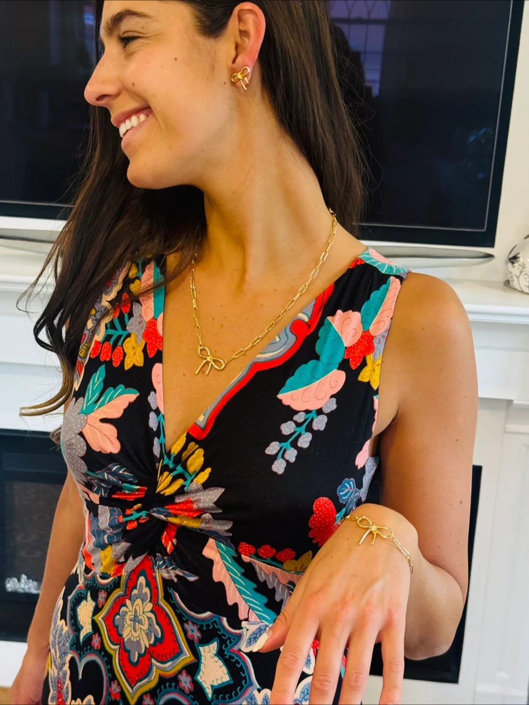 Gold or Silver Bow Necklace, Bracelet & Earrings Set thumbnail