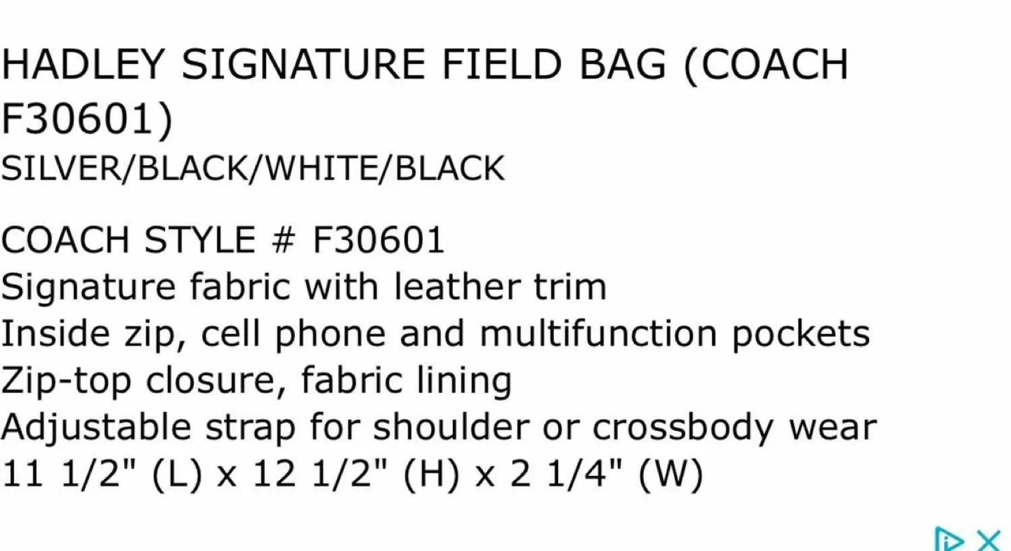 Coach Hadley Signature Field Bag F30601 image indicator(5)