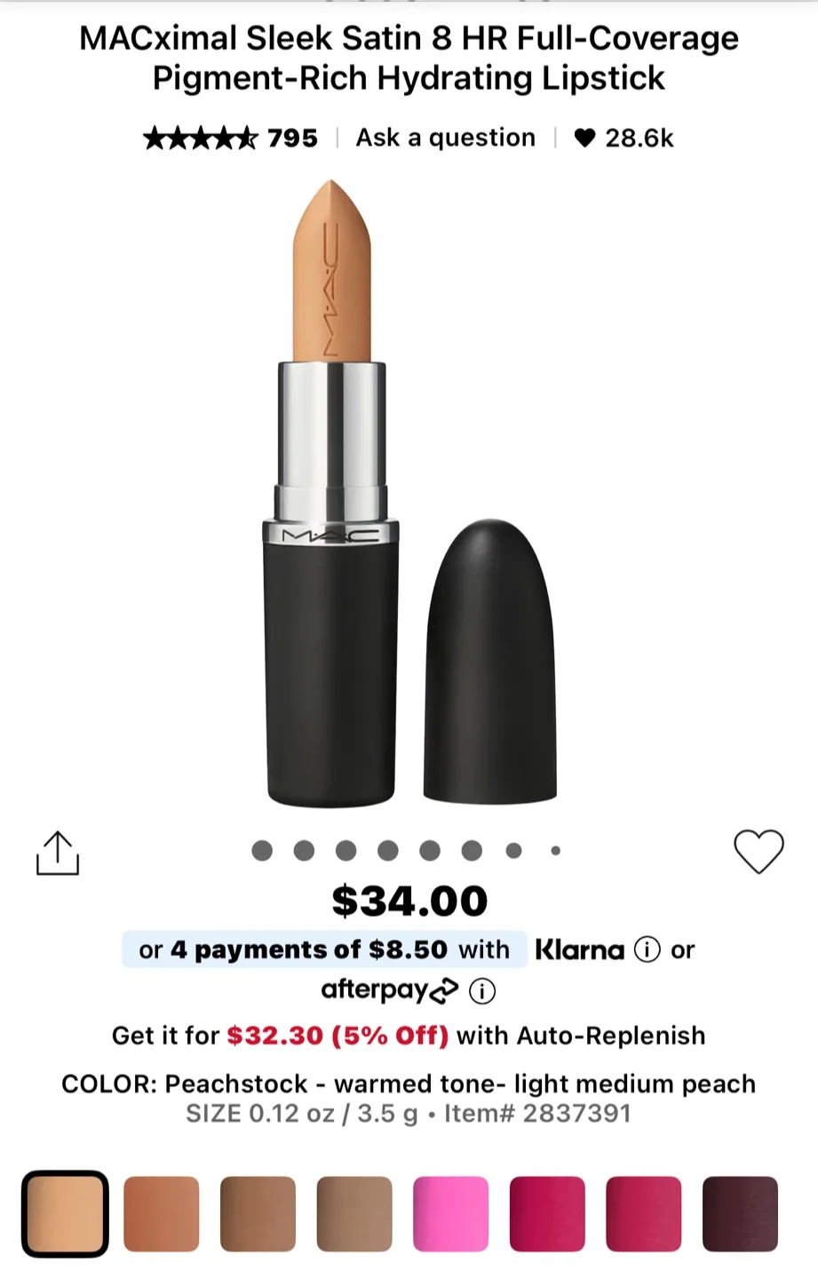 MAC Peachstock Satin Lipstick image indicator(4)