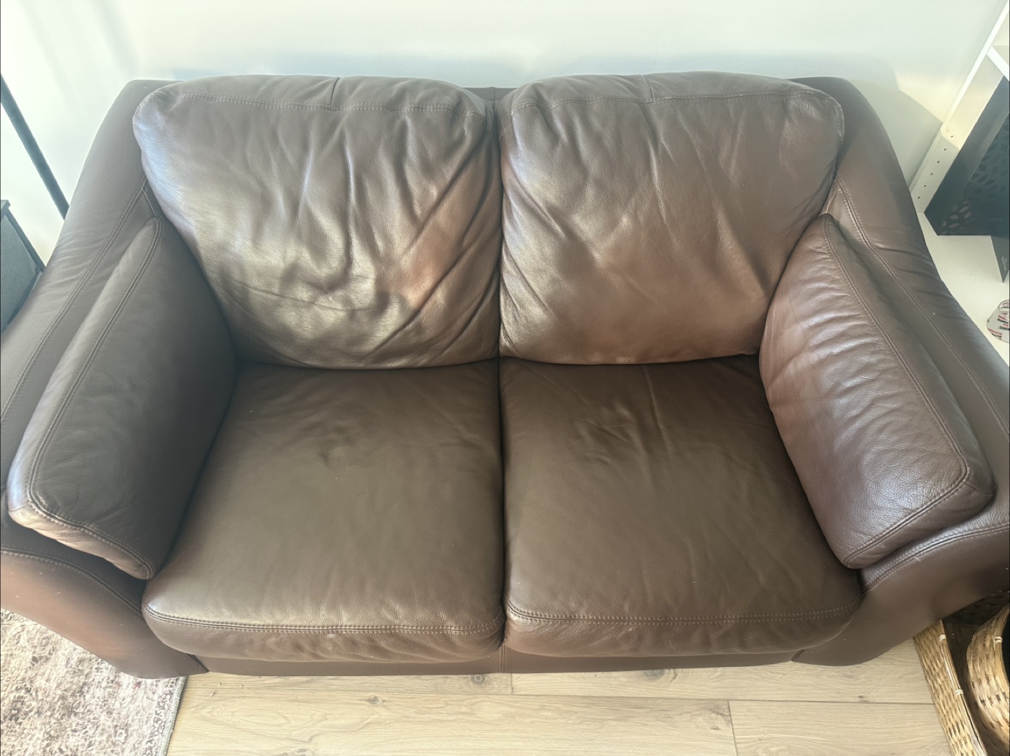 Brown Leather Loveseat - photo 4