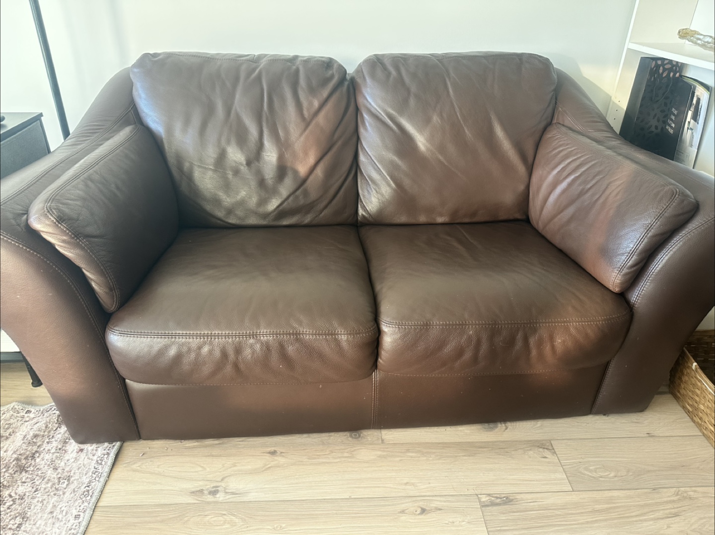 Brown Leather Loveseat - photo 5