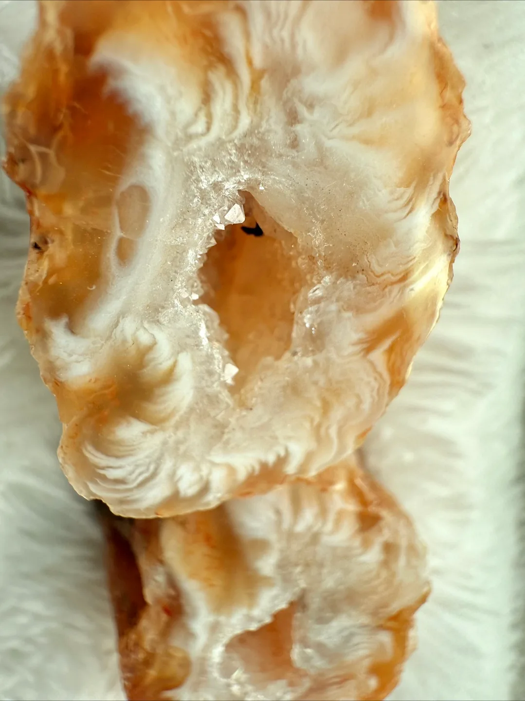 Unique Orange Agate Geode – Natural Crystal Specimen, Two Halves image indicator(2)