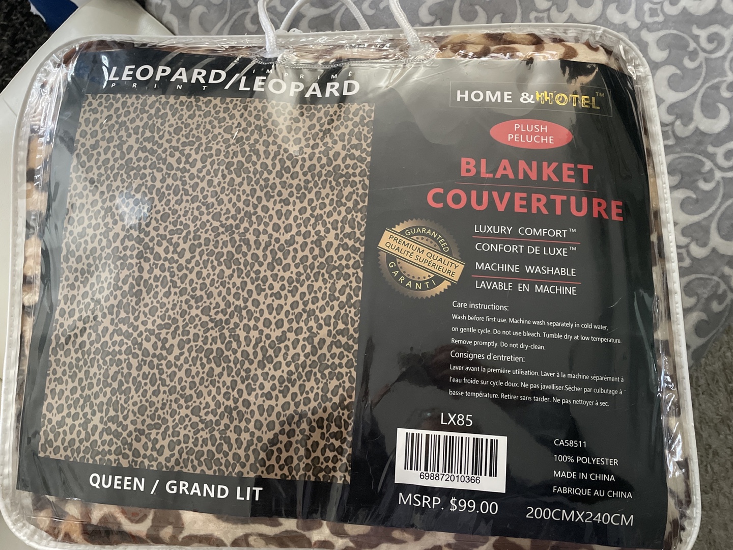 Home & Hotel Leopard Print Plush Blanket - Queen