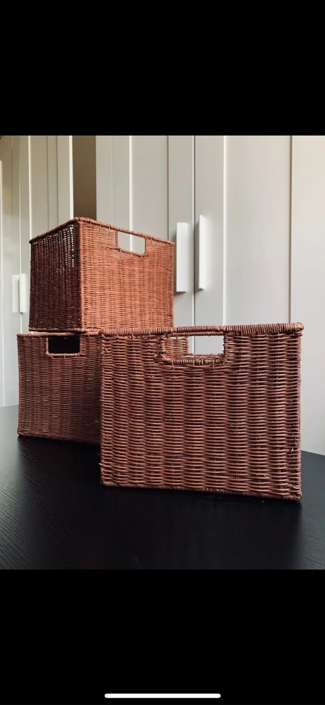 Set of 3 Sturdy Wired Woven Baskets image indicator(3)