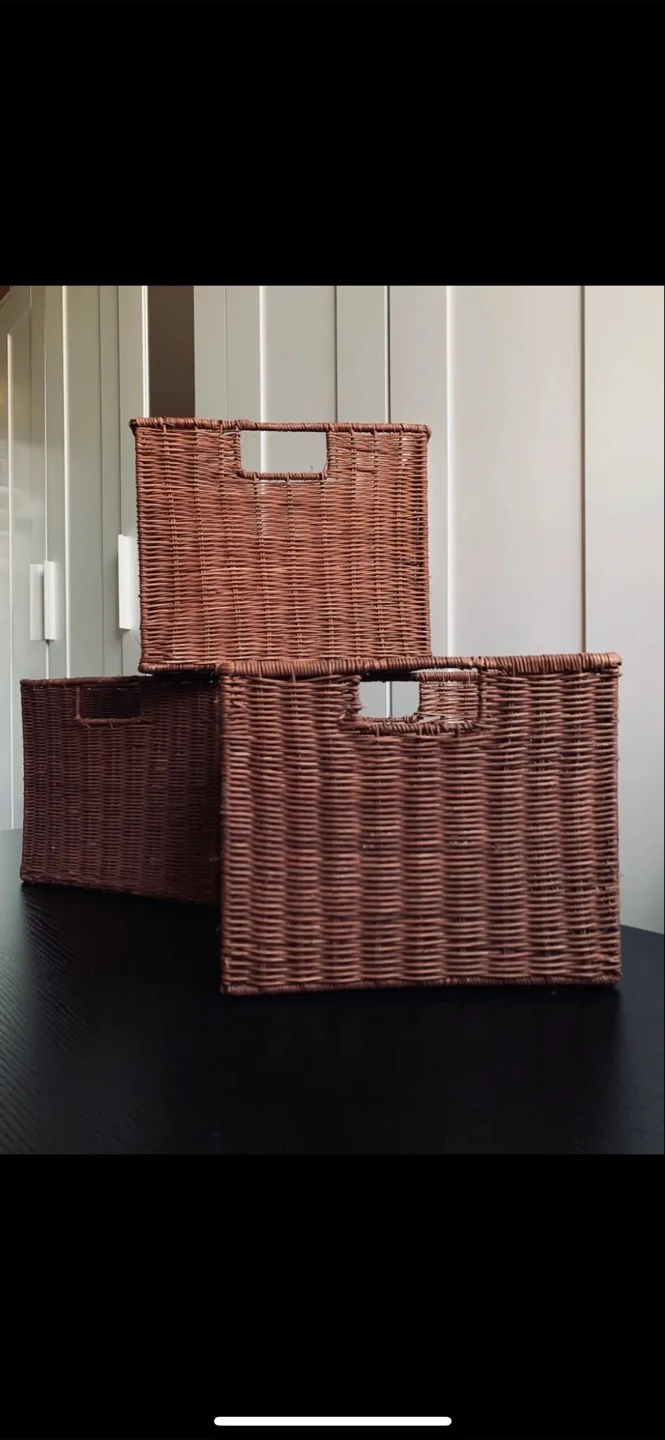 Set of 3 Sturdy Wired Woven Baskets thumbnail