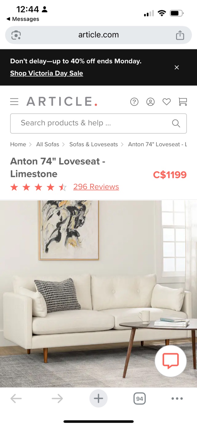 Article Anton 74" Loveseat - Limestone - photo 5