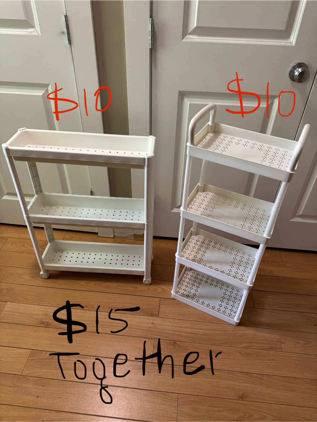Two Plastic Storage/Utility Carts $10 each or $15 together.