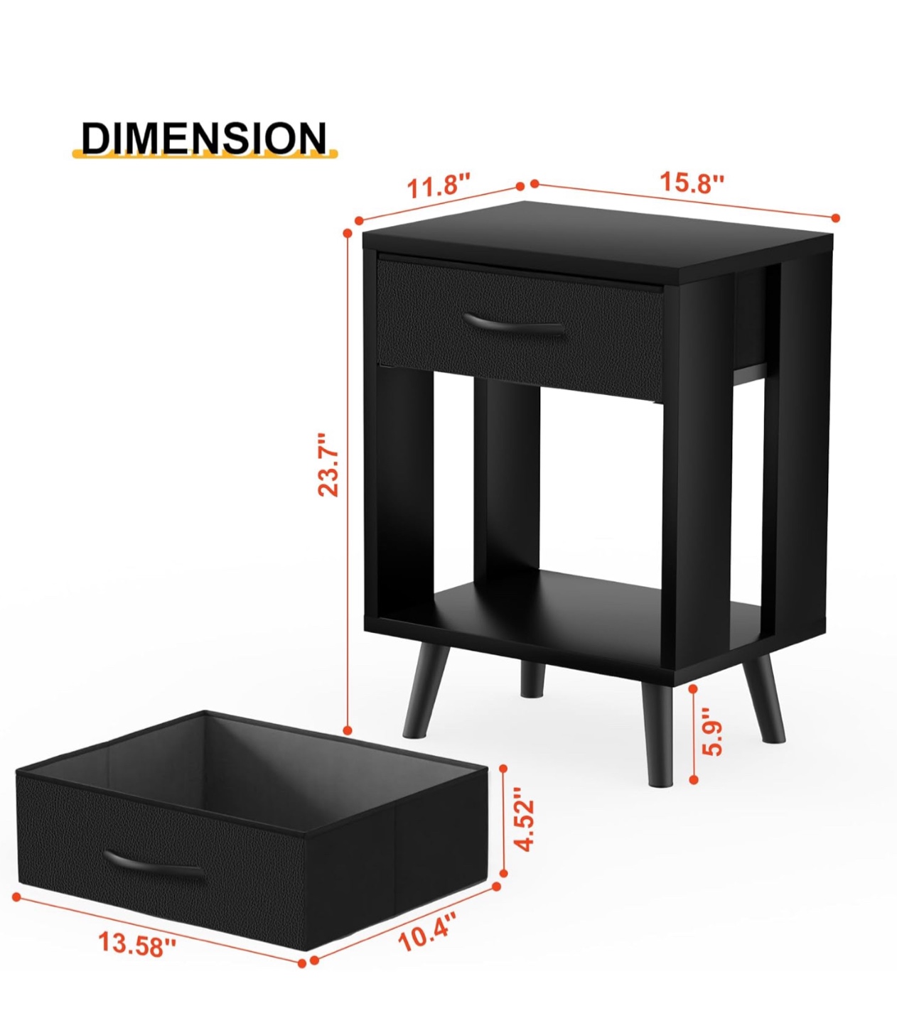 Pair of Black Nightstands with Drawers - photo 4