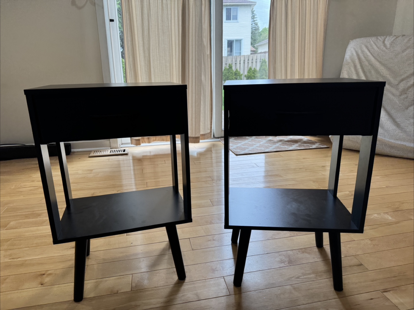 Pair of Black Nightstands with Drawers - photo 2