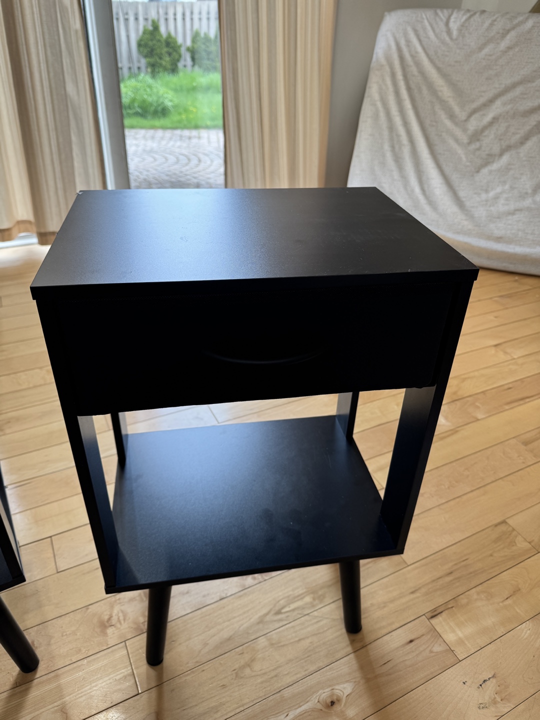 Pair of Black Nightstands with Drawers