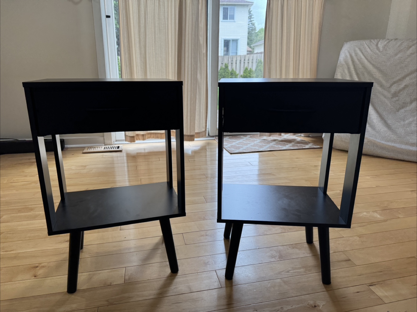 Pair of Black Nightstands with Drawers - photo 3