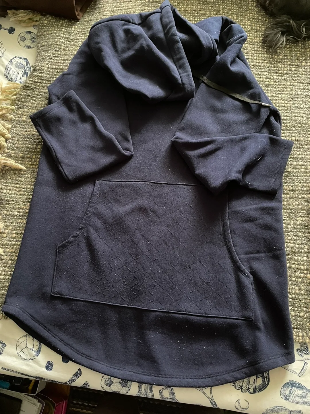 Z Avenue US Size Large Navy Blue Hoodie and Black Joggers Set thumbnail