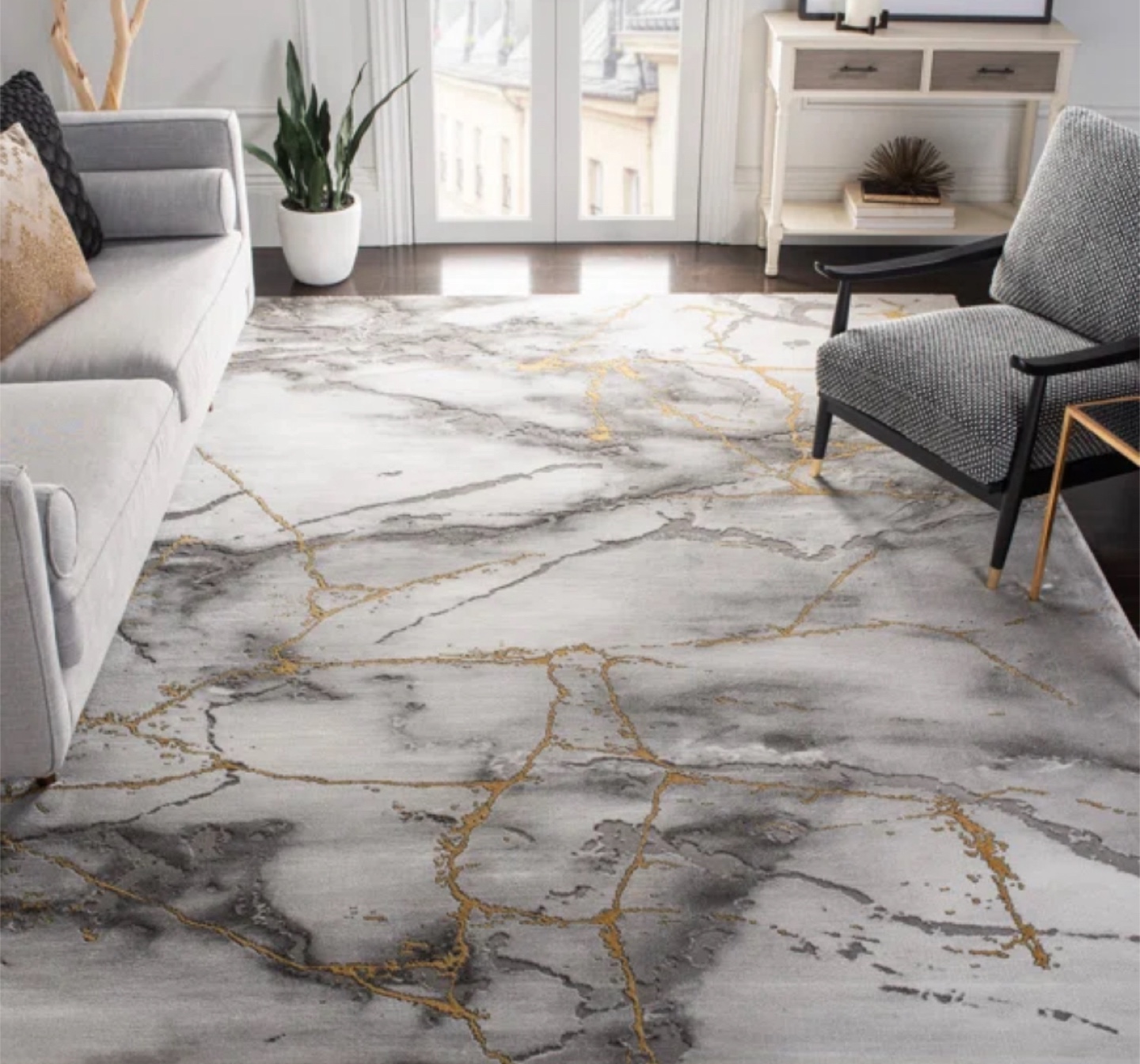 Safavieh Craft Grey/Gold Marble Area Rug 6'x9' - photo 2
