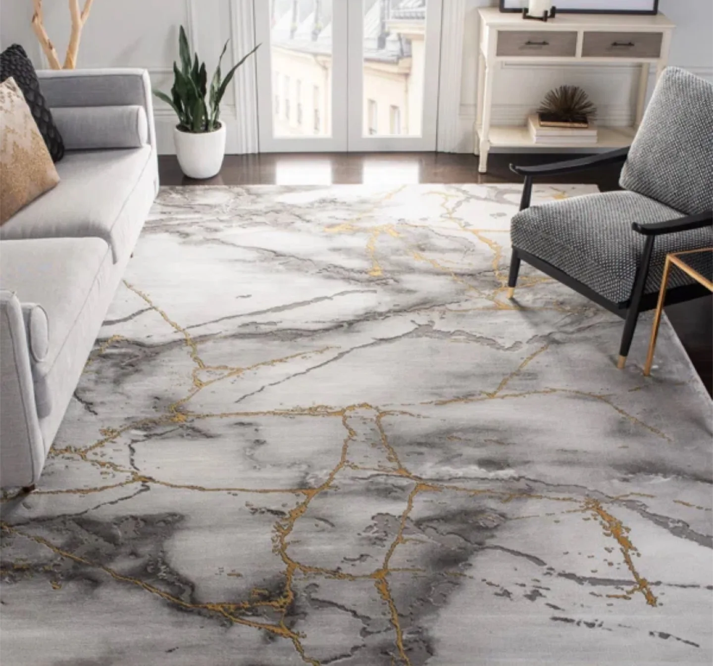 Safavieh Craft Grey/Gold Marble Area Rug 6'x9' image indicator(2)