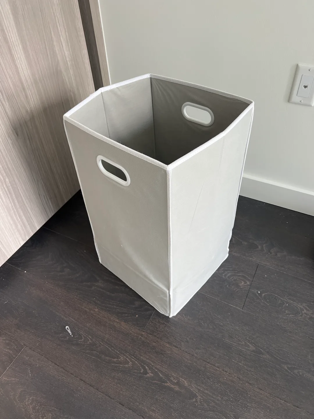 Foldable Grey Fabric Storage / Laundry Bin with Handles thumbnail