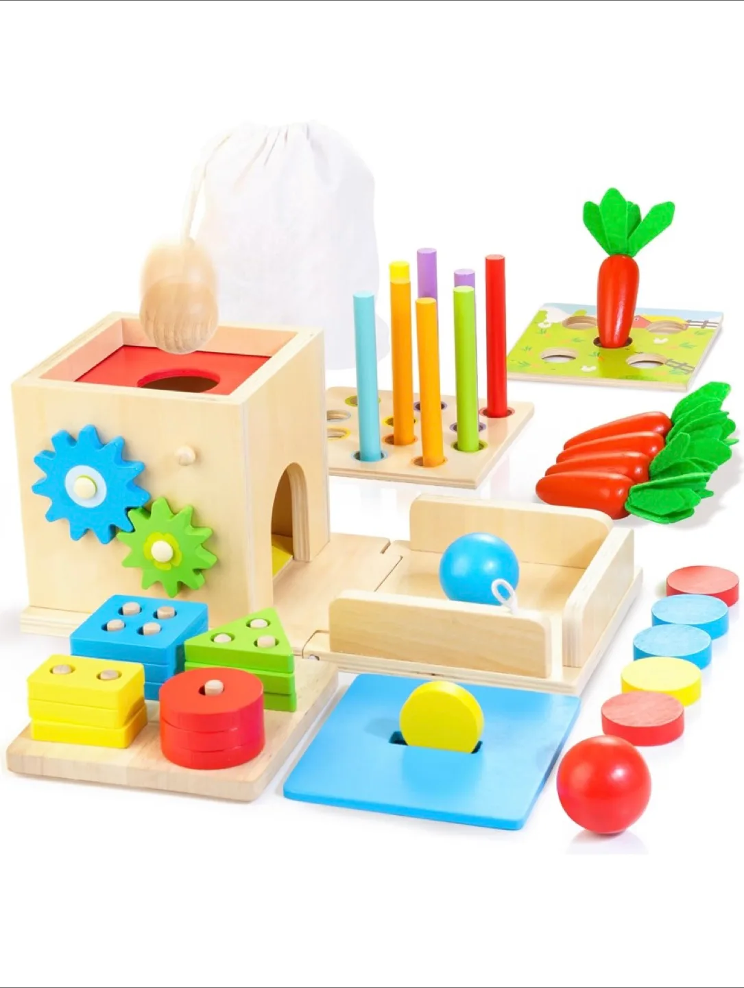 8-in-1 Multifunctional Wooden Toy Box for Toddlers thumbnail