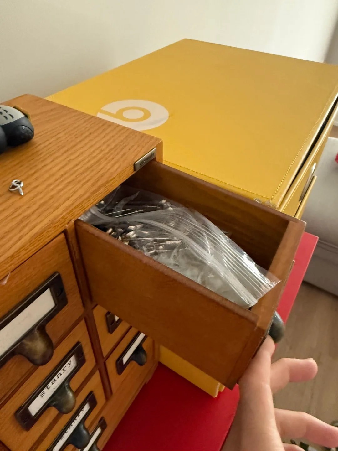 Wooden drawer organizer with nine small drawers image indicator(2)