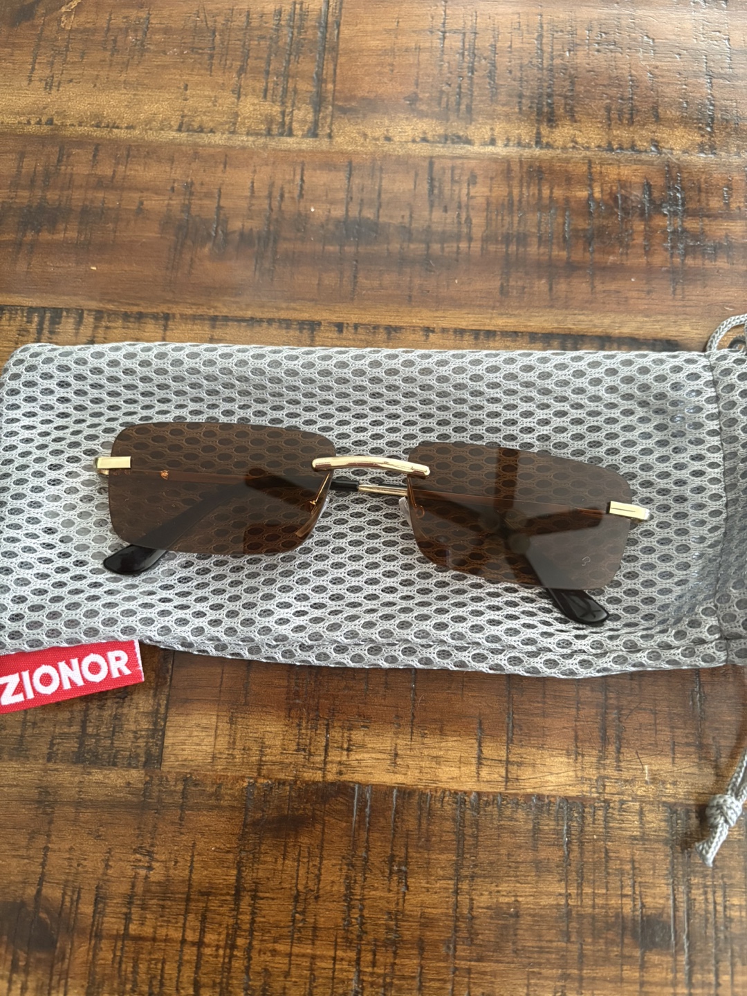 ZIONOR Brown Square Sunglasses with Case