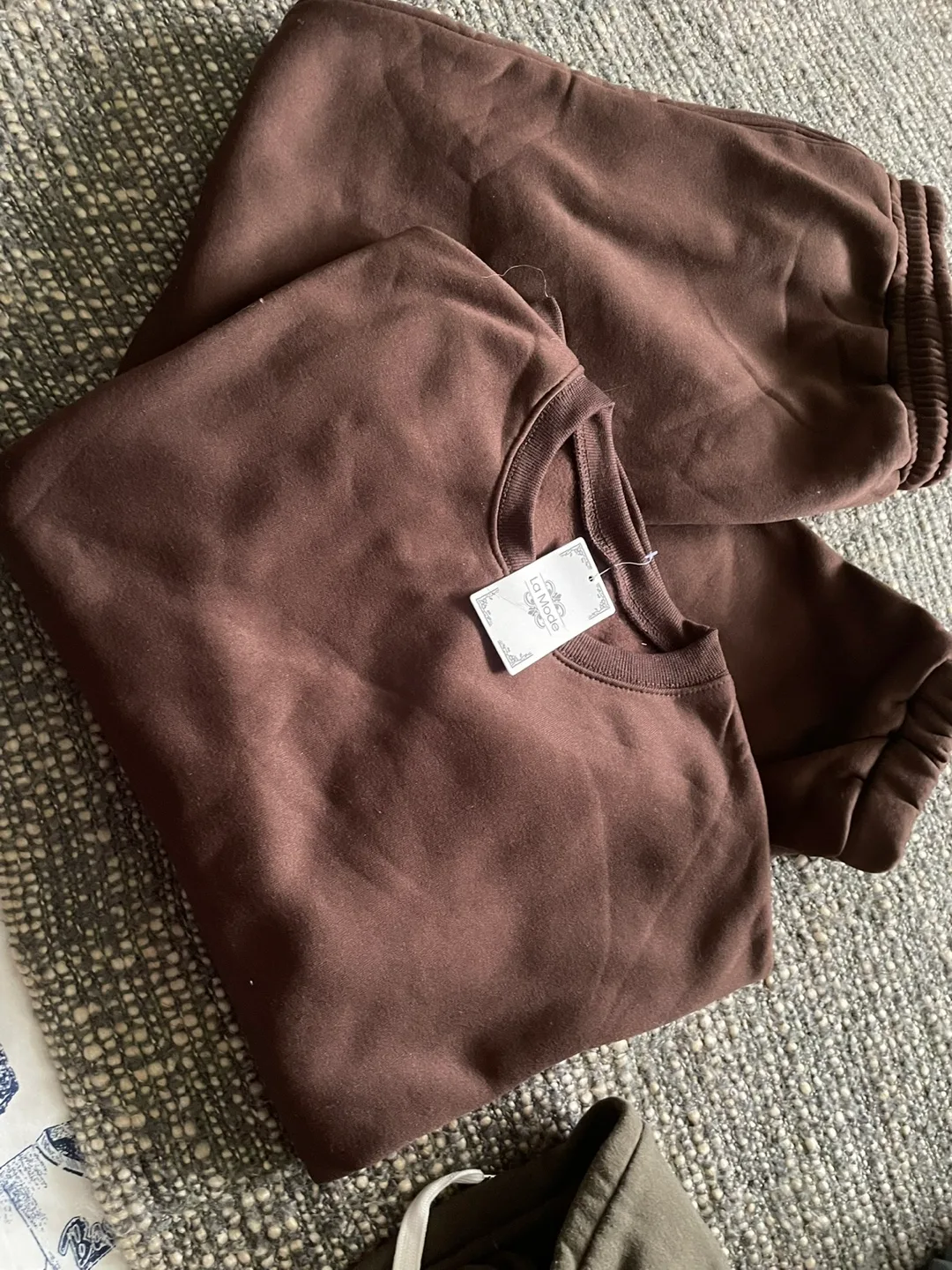 Brown La Mode Crew Neck Sweatsuit thumbnail