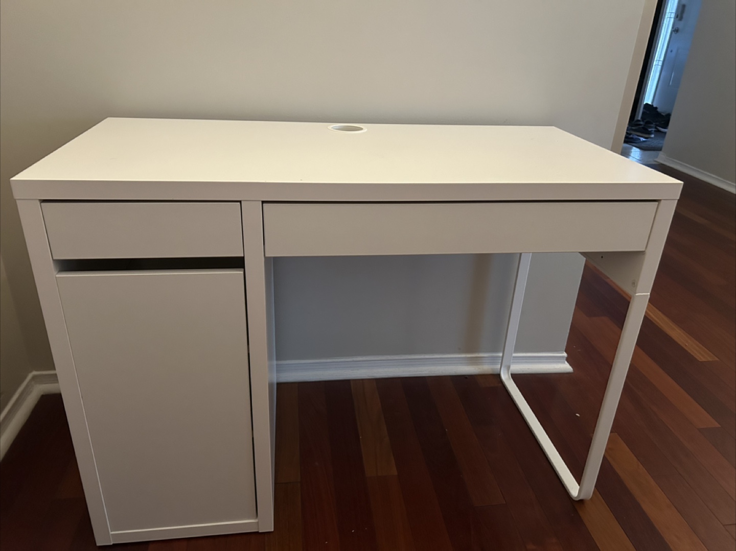 White IKEA Desk with Drawer and Cable Hole - photo 2