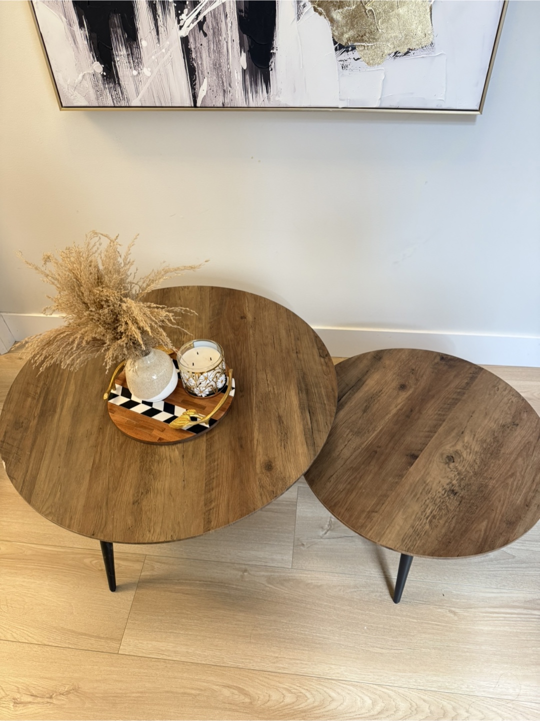 Nested Round Coffee Tables - Dark Brown Wood Finish - photo 2