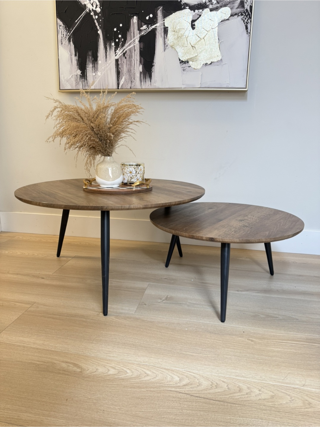 Nested Round Coffee Tables - Dark Brown Wood Finish - photo 3