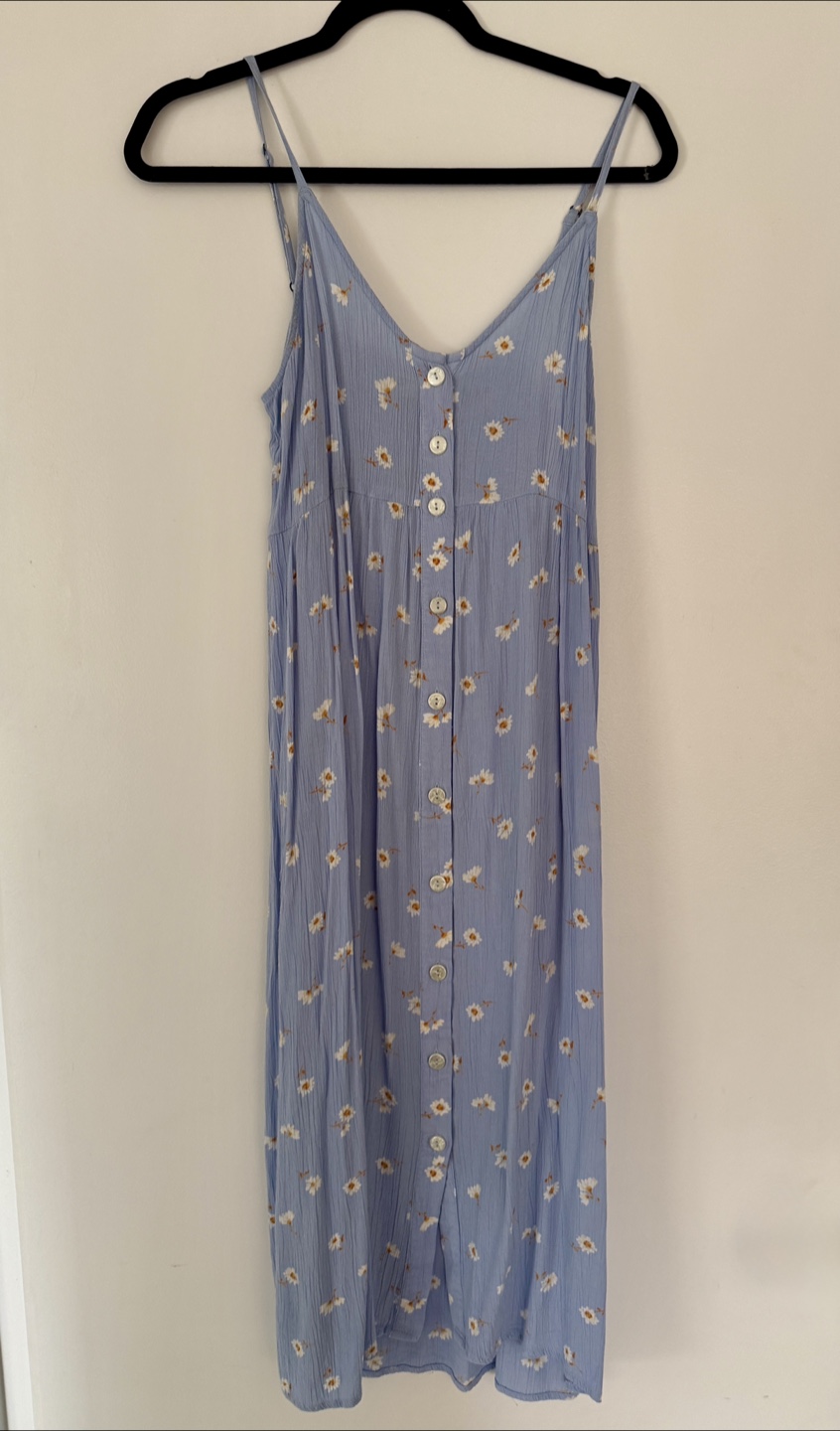 Billabong Light Blue Daisy Print Midi Dress