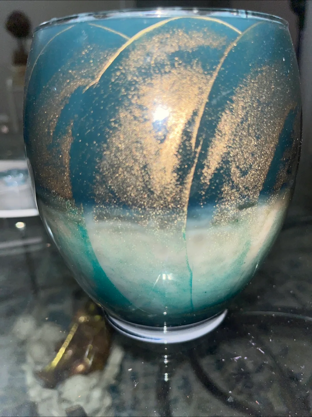 Teal and gold candle never used image indicator(5)