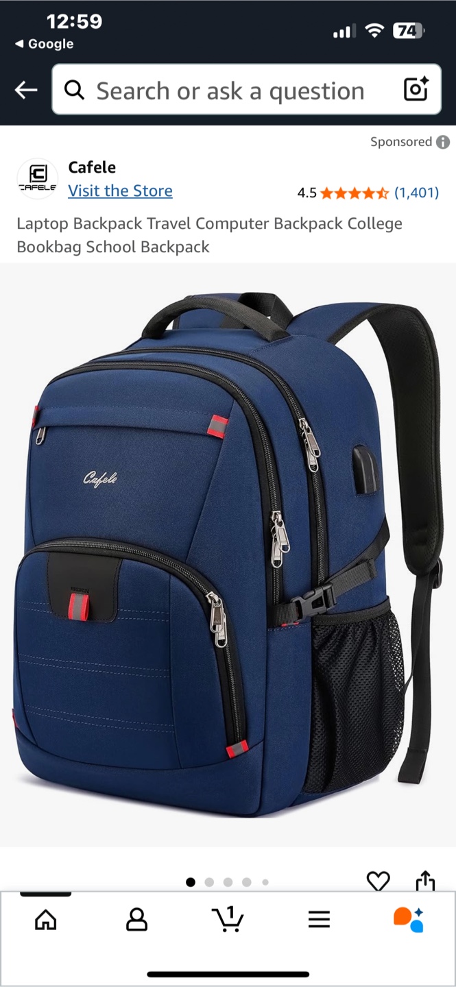 Cafela 17.3-inch Laptop Backpack - Blue - photo 3