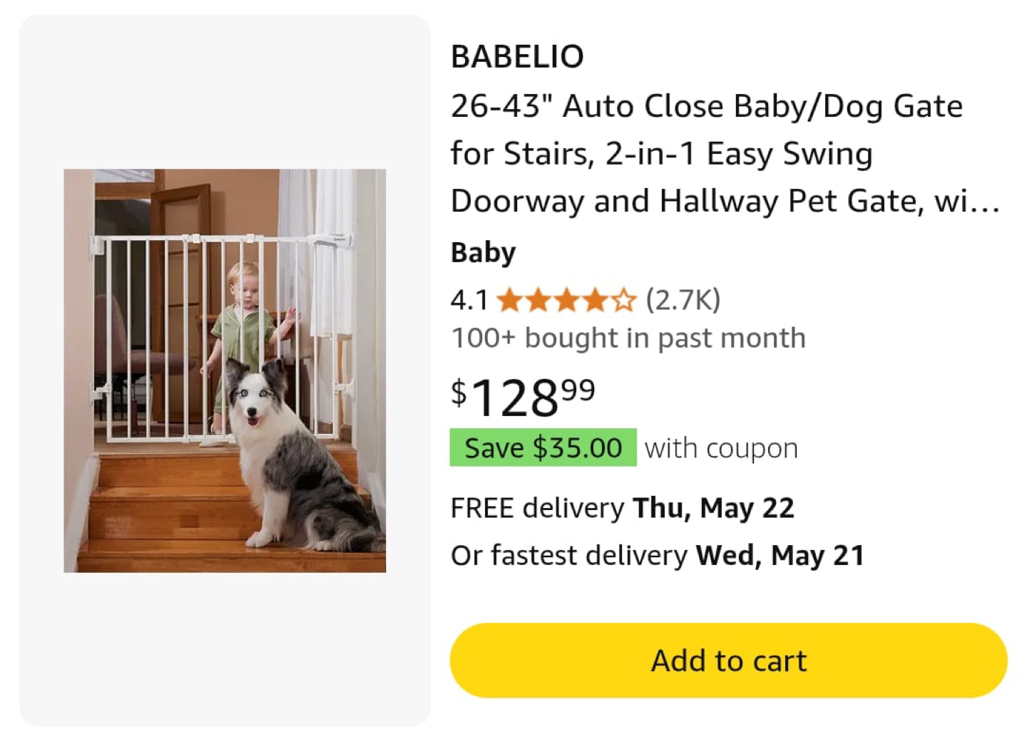 BABELIO 26-43" Auto Close Baby/Dog Gate - photo 2
