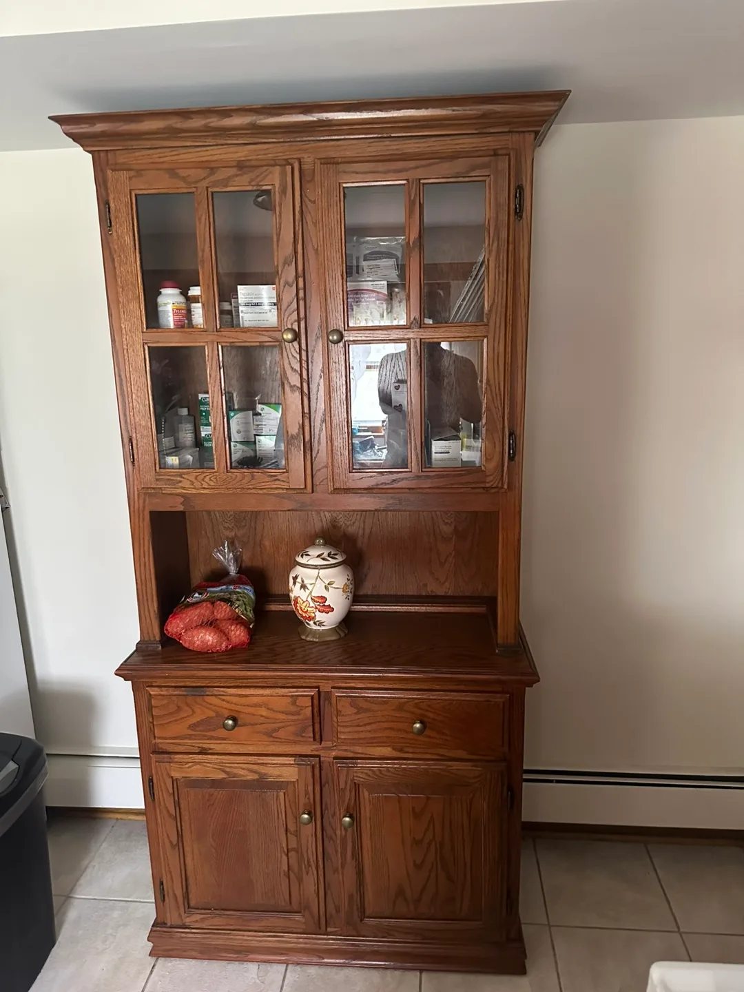 Solid Wood Hutch with Glass Doors thumbnail