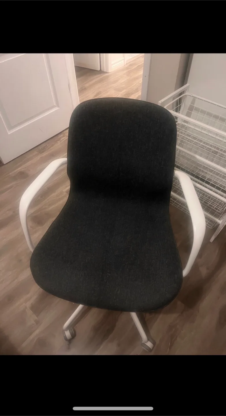 Dark Grey Swivel Office Chair with White Legs thumbnail