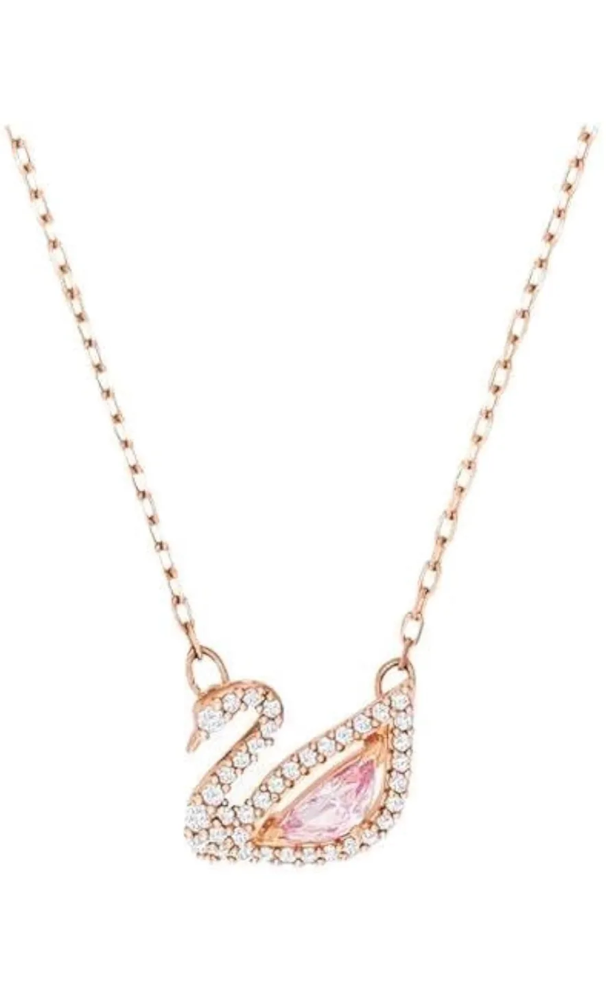 Swarovski Swan Necklace Rose Gold thumbnail