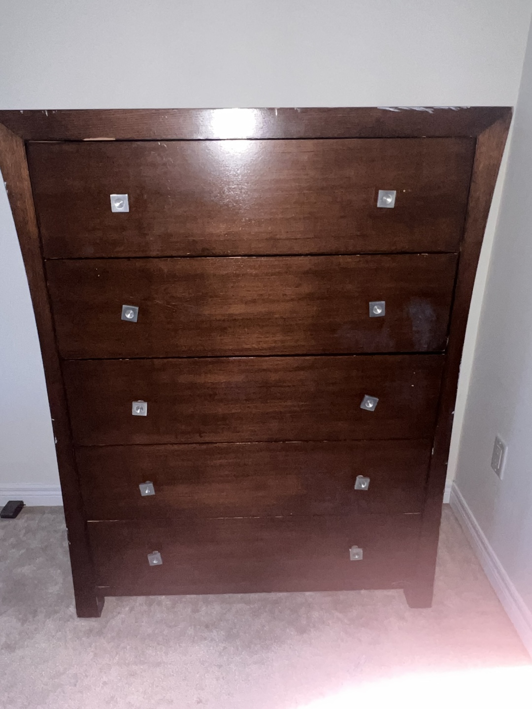 Dark Brown Wooden 5-Drawer Chest
