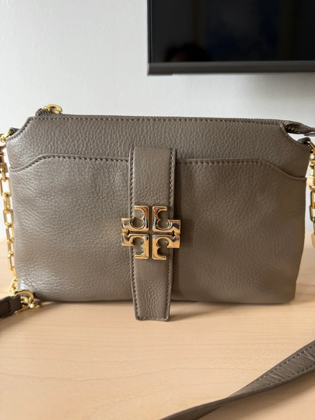 Tory Burch Gray Leather Crossbody Bag thumbnail