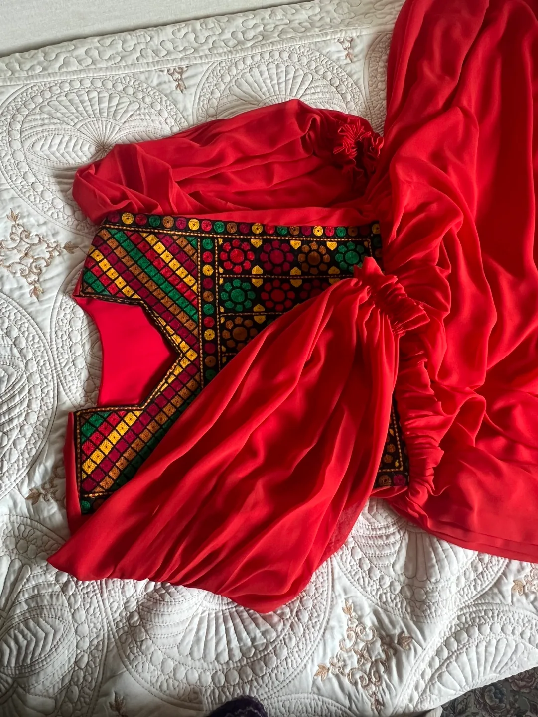 Beautiful Red afghani Traditional Dress thumbnail