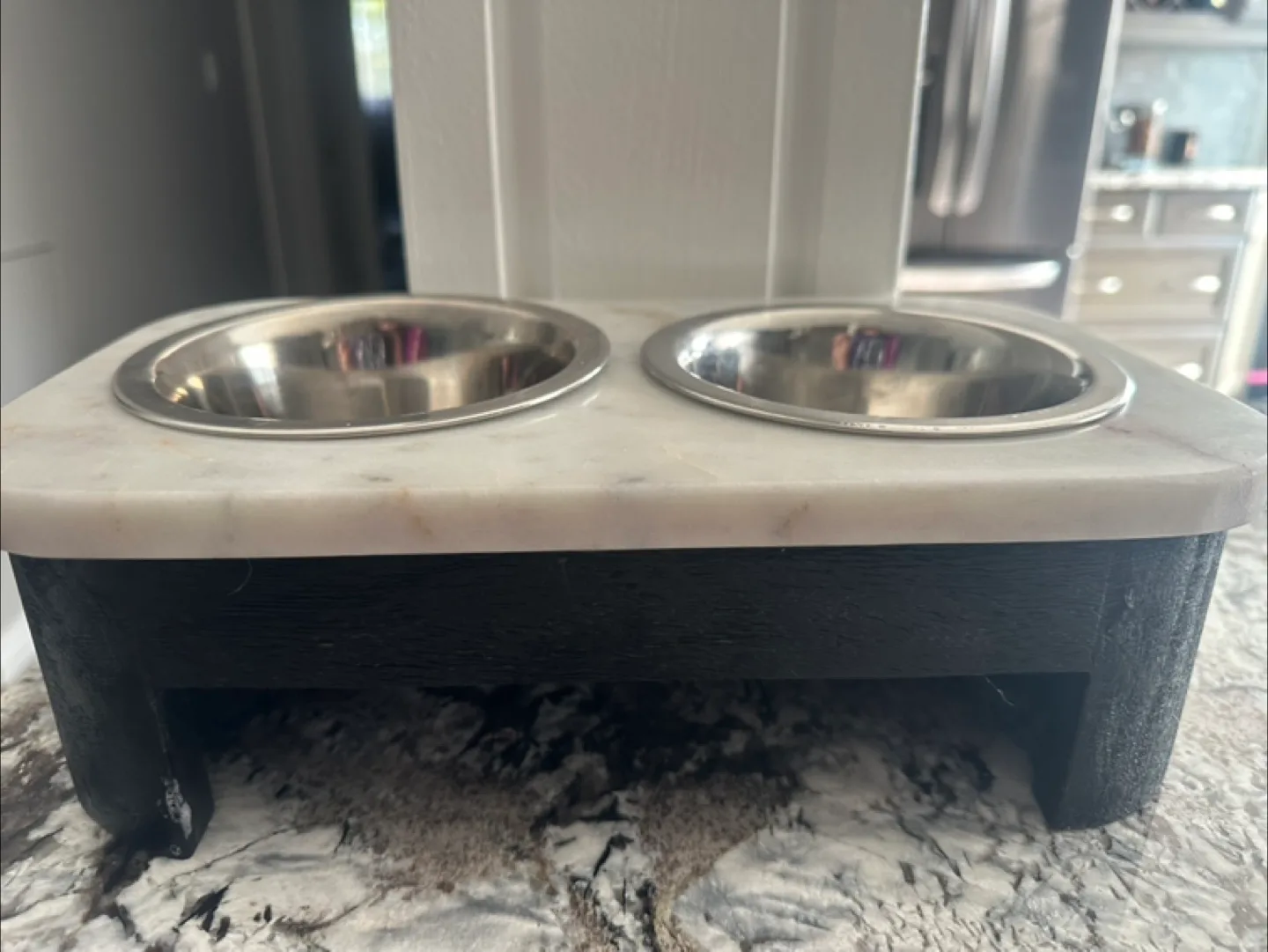 Marble and Wood Pet Bowl thumbnail