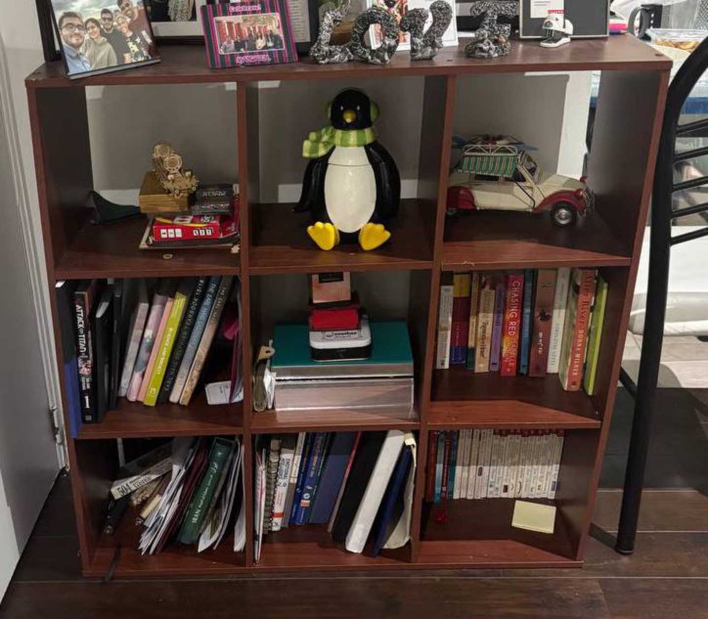 Brown Wooden 12 Cube Organizer Shelf- library