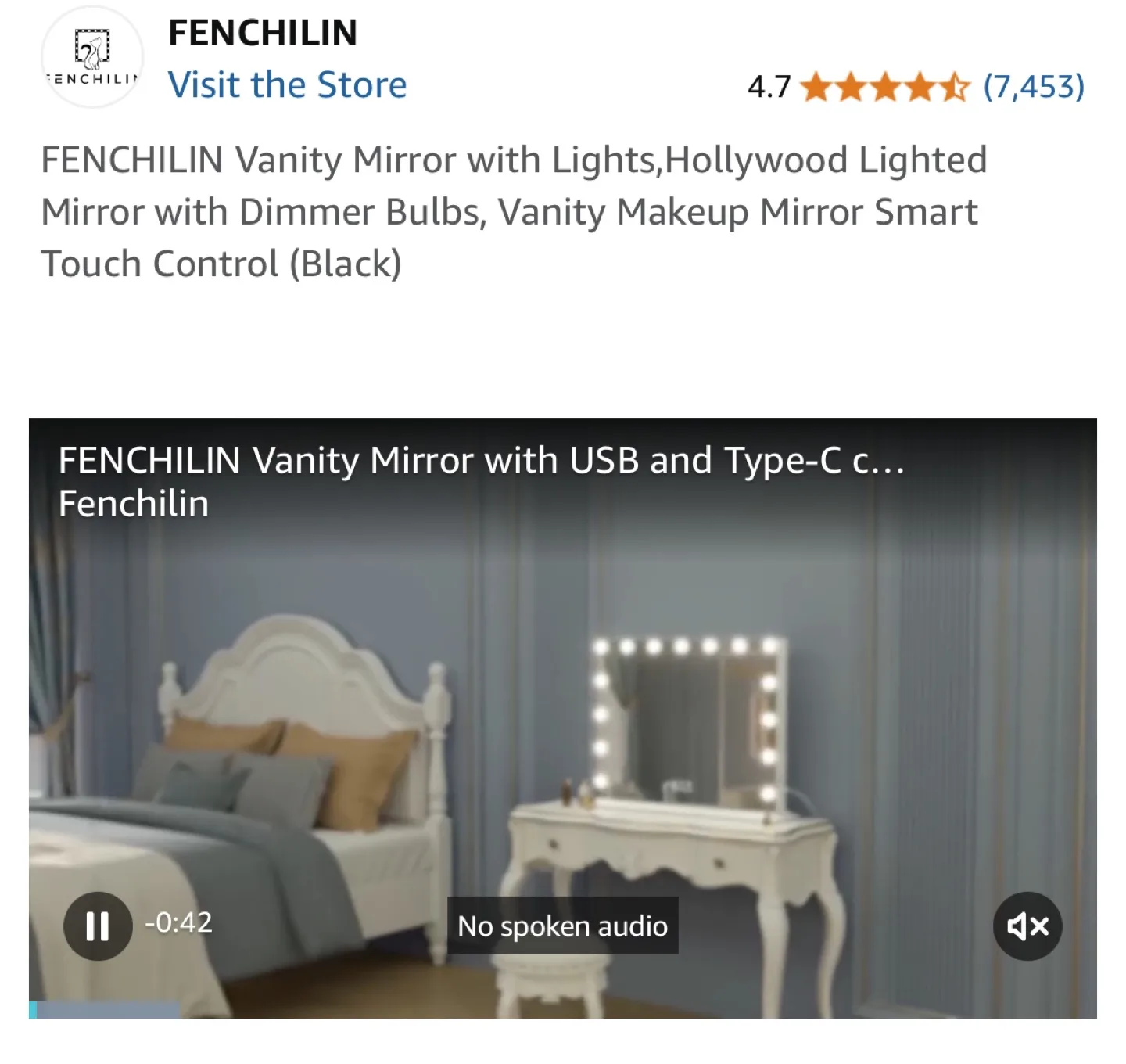 FENCHILIN Vanity Mirror with Lights image indicator(5)