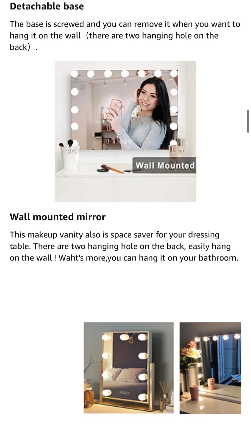 FENCHILIN Vanity Mirror with Lights image indicator(9)