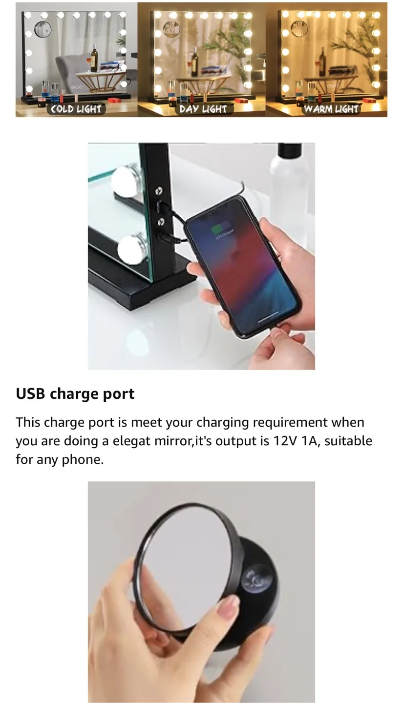 FENCHILIN Vanity Mirror with Lights image indicator(8)