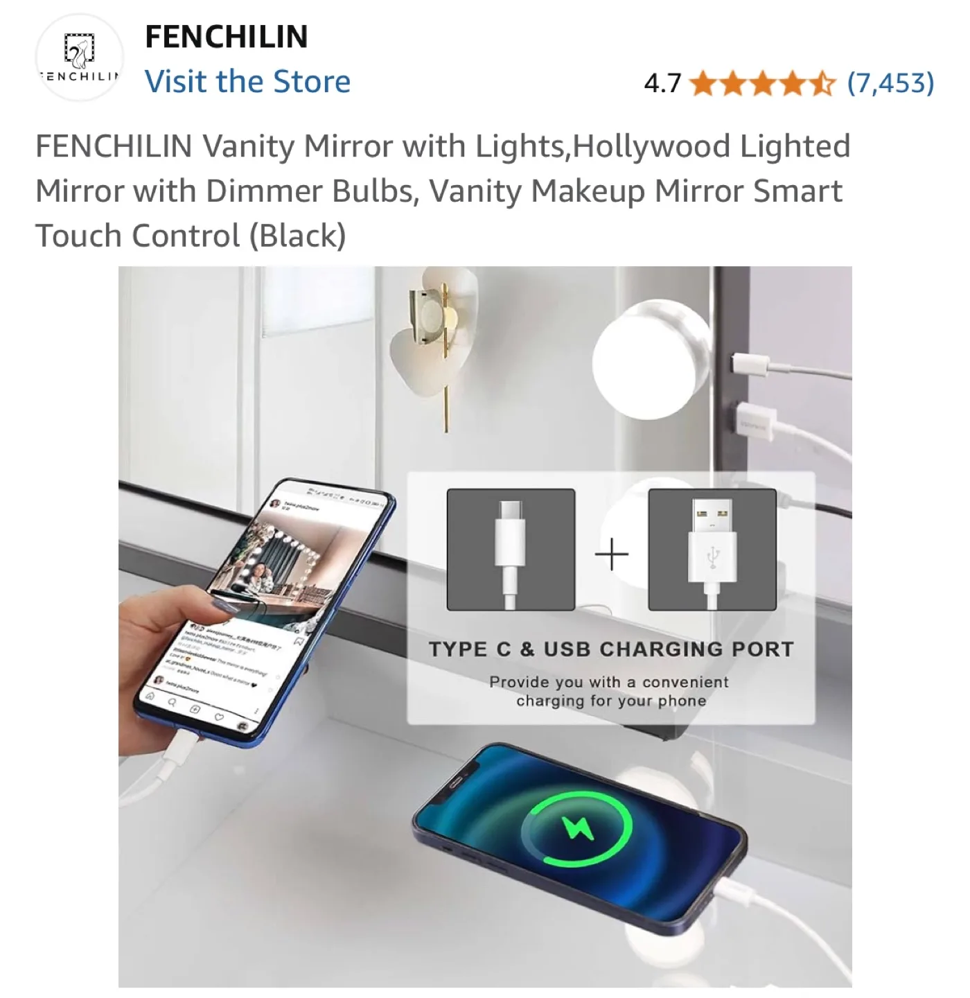 FENCHILIN Vanity Mirror with Lights image indicator(2)