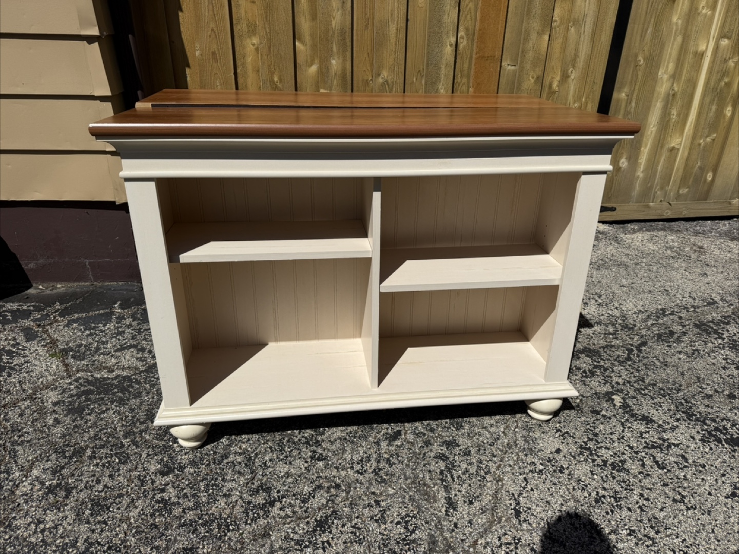 Pair of White Bookcases with Cherry Tops