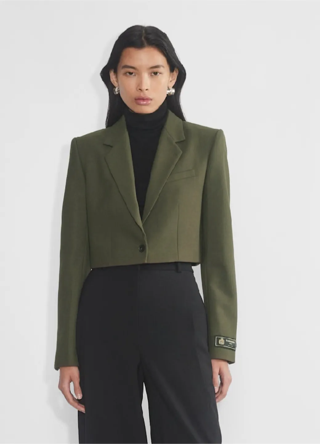Babaton Aritzia cropped olive green blazer - size 0 image indicator(7)