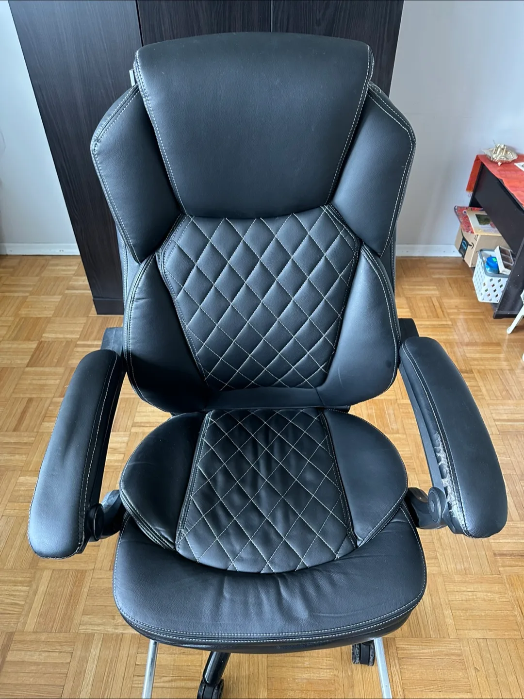Executive Office Chair with Footrest - Black Leather thumbnail