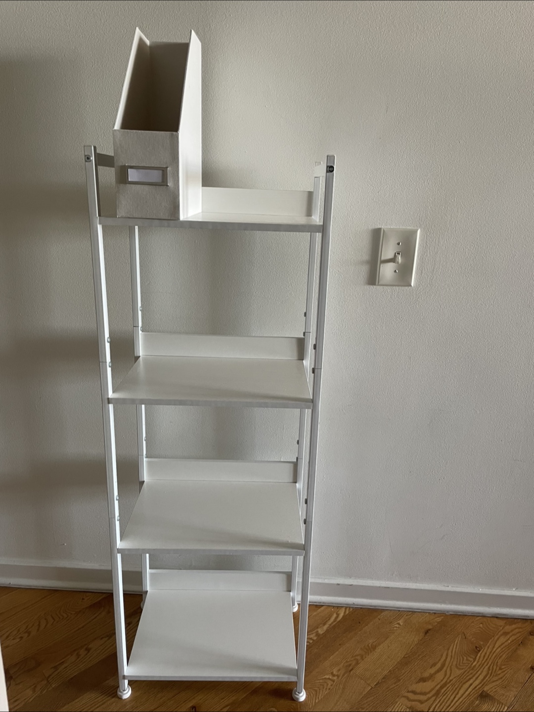 White 4-Tier Metal Shelving Unit with File Organizer